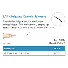 Visitec LASIK Irrigating Cannula [Solomon], .50 x 22 mm (25G x 7/8 in ...