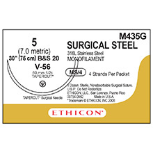 ETHICON Suture, Surgical Stainless Steel, TAPERCUT, V-56, 4-30