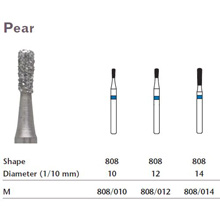 MILTEX Diamond Bur, Pear (808), Diameter= 12, Medium Grit, Blue Band ...